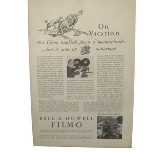 Vintage 1932 Bell & Howell Filmo On. Vacation Ad Advertisement